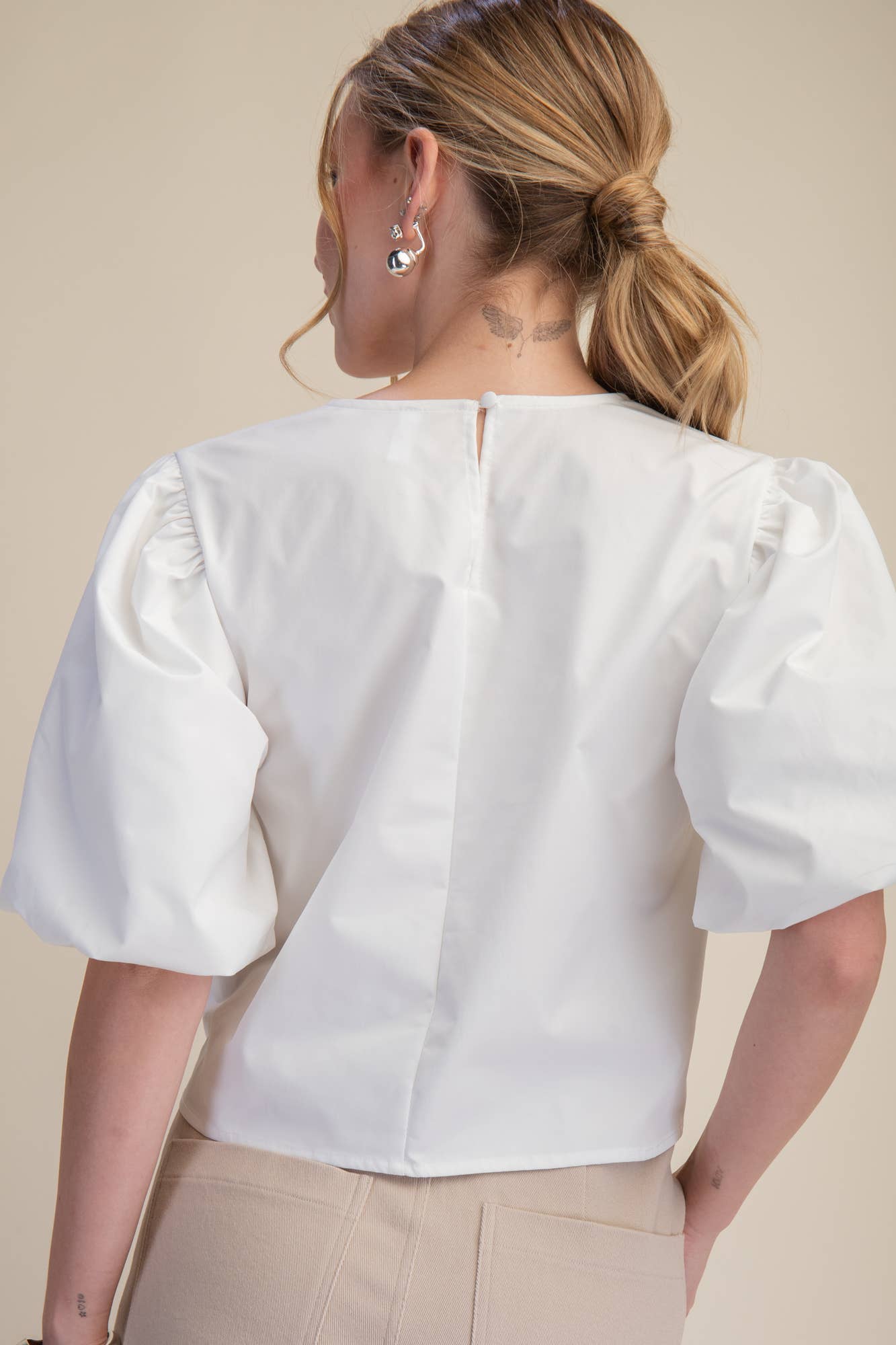Dahlia Puff Sleeve Top-White