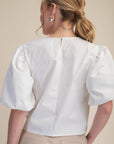 Dahlia Puff Sleeve Top-White