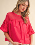 Sheer Romance Bubble Top-Raspberry Pink