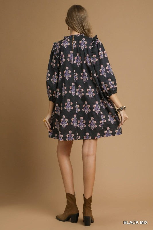 Victorian Florals Ruffle Mini Dress