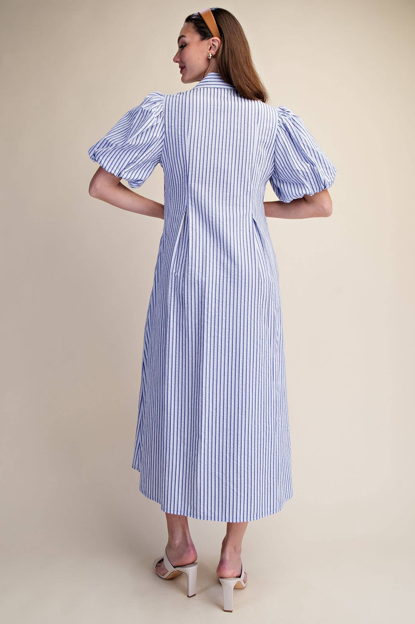 Nautical Grace Midi Dress-Blue