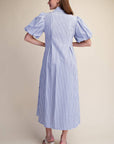 Nautical Grace Midi Dress-Blue