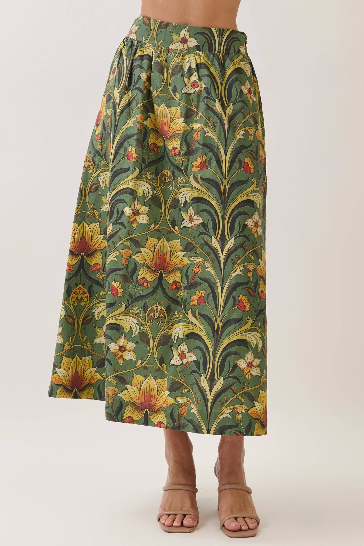 Fleur De Jardin Maxi Skirt-Olive
