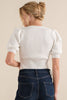 Puffed Sleeve Rib Bodysuit-White
