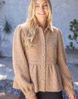 The Duchess Peplum Jacket-Tan