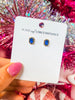 Birth Stone Stud Earrings- Dark Blue