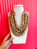 Chunky Beaded Necklace-Light Brown