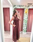 Desert Breeze Lace Maxi Dress-Chocolate