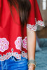 Bohemian Dreams Embroidered Top-Brick
