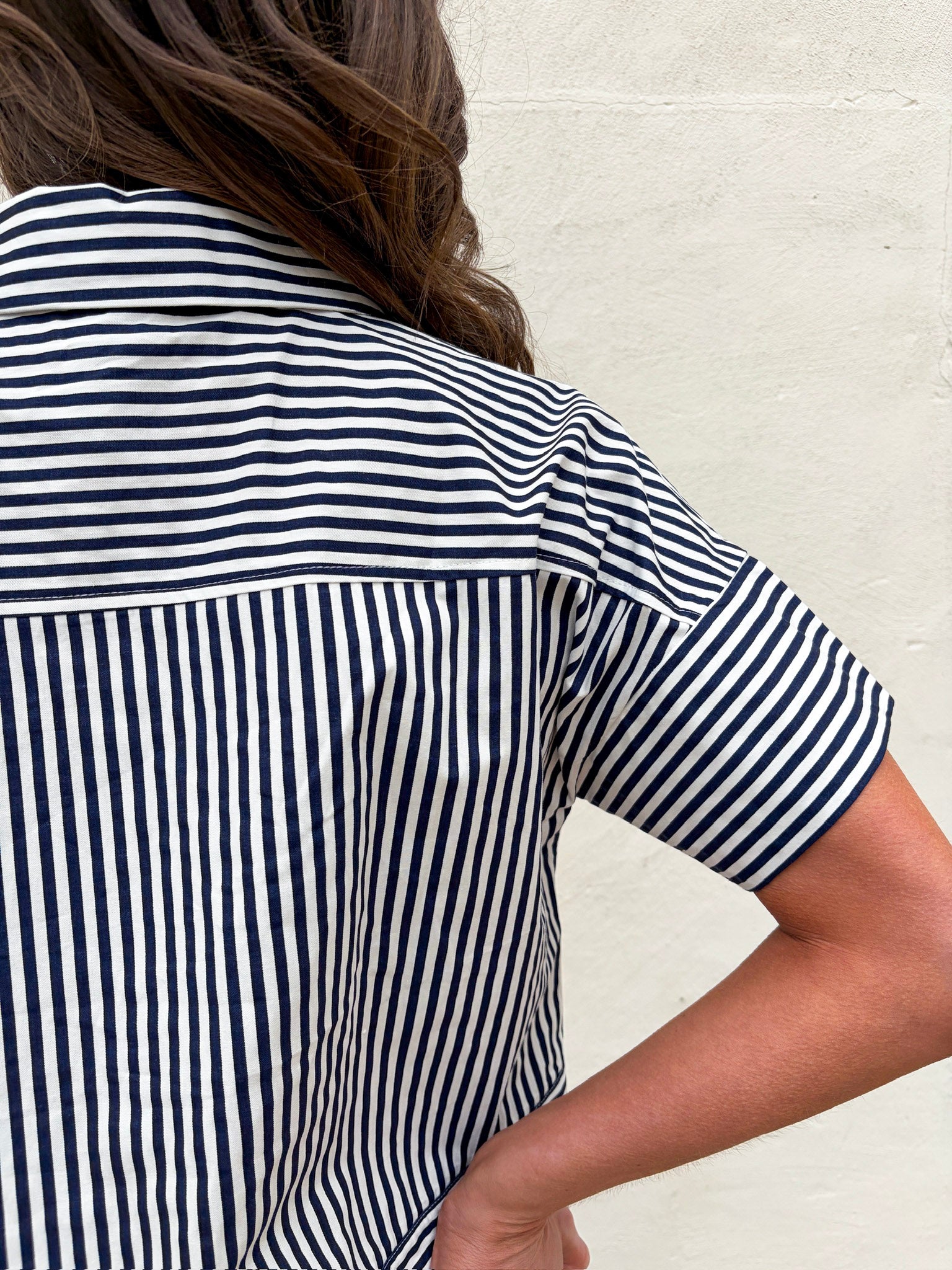 Portside Button Down Top-Navy