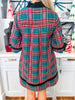 Holiday Cheer Plaid Mini Dress-Green