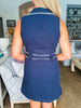 Bonjour Babe Collar Dress-Navy