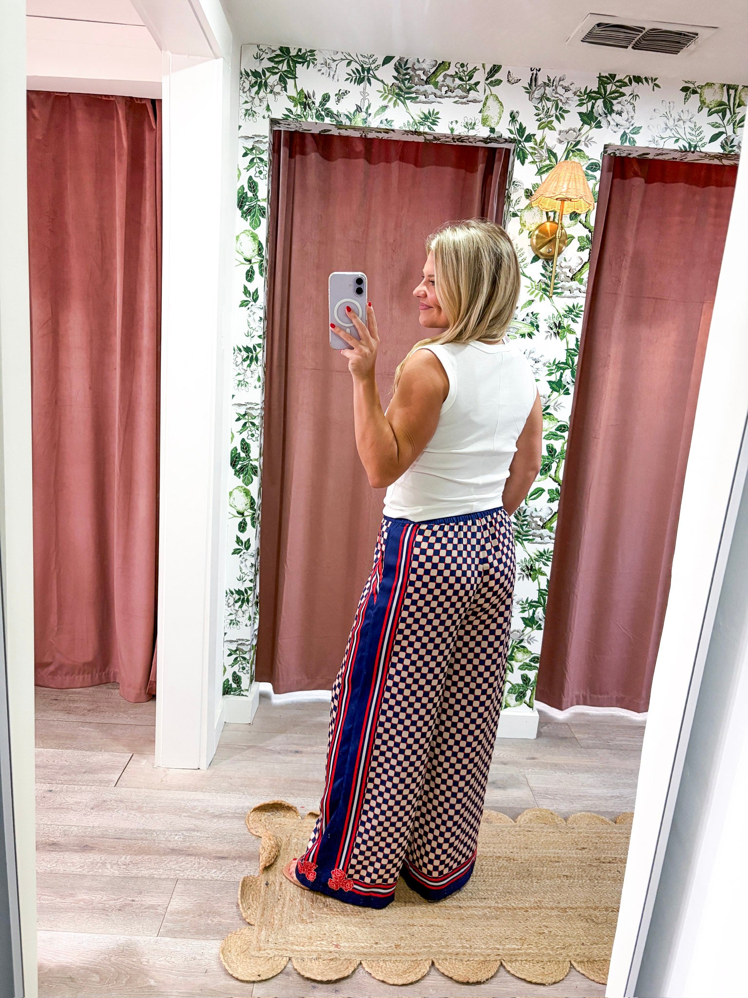 Checkerboard Wide Leg Pants