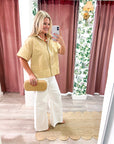 Portside Button Down Top-Yellow