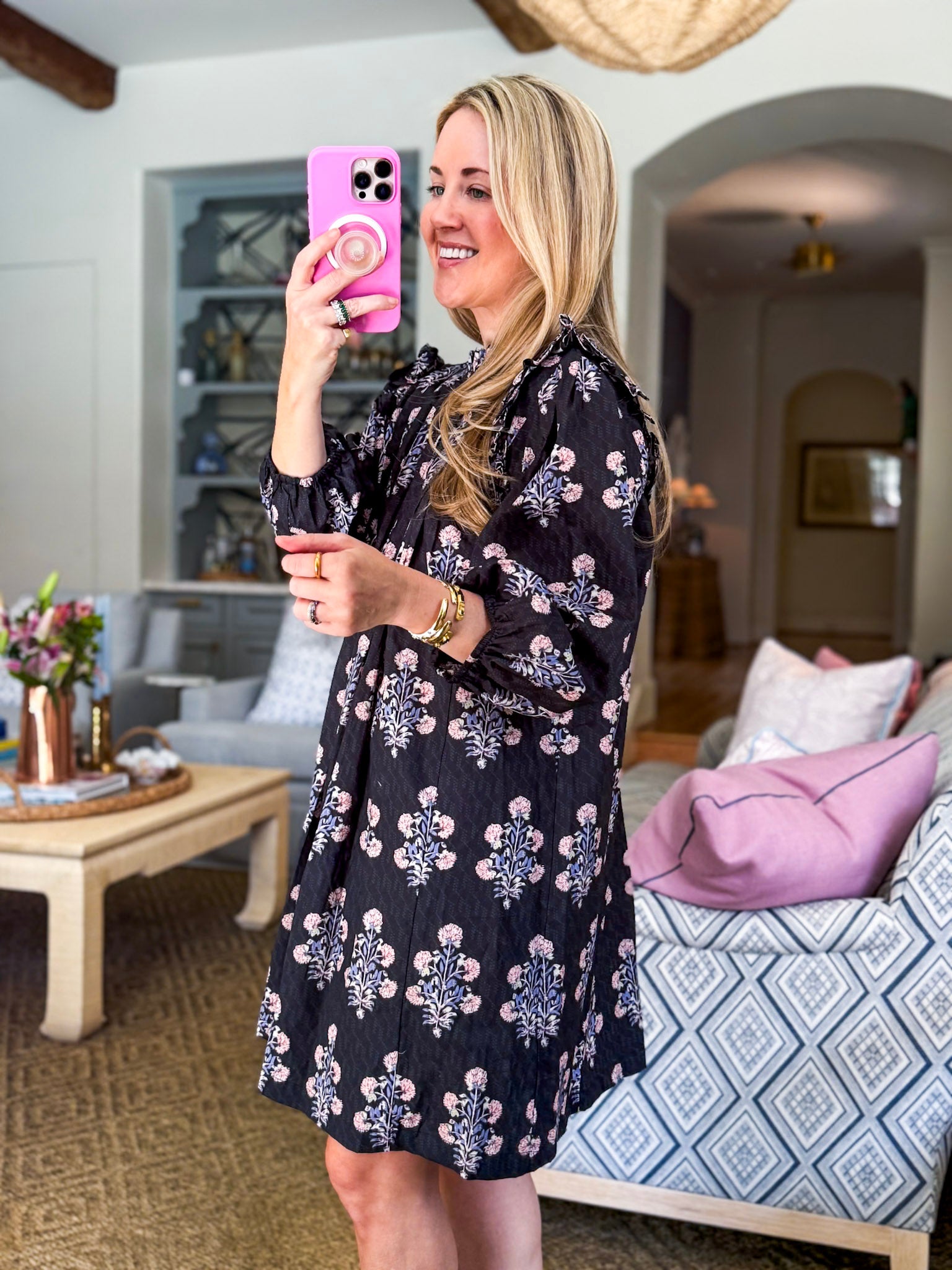 Victorian Florals Ruffle Mini Dress