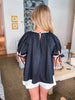 Macaron Puff Sleeve Top- Black