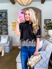 Threaded Bloom Embroidered Top-Black