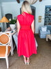 Classic Times Midi Dress- Red