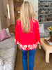 Poppy Fields Ricrac Trim Top-Red