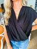 Silky Feels Drape Blouse- Black