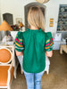 Party Sleeve Sequin Top- Green