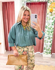 Yvette Puff Sleeve Top-Blue