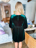 Glow Bow Velvet Dress- Emerald