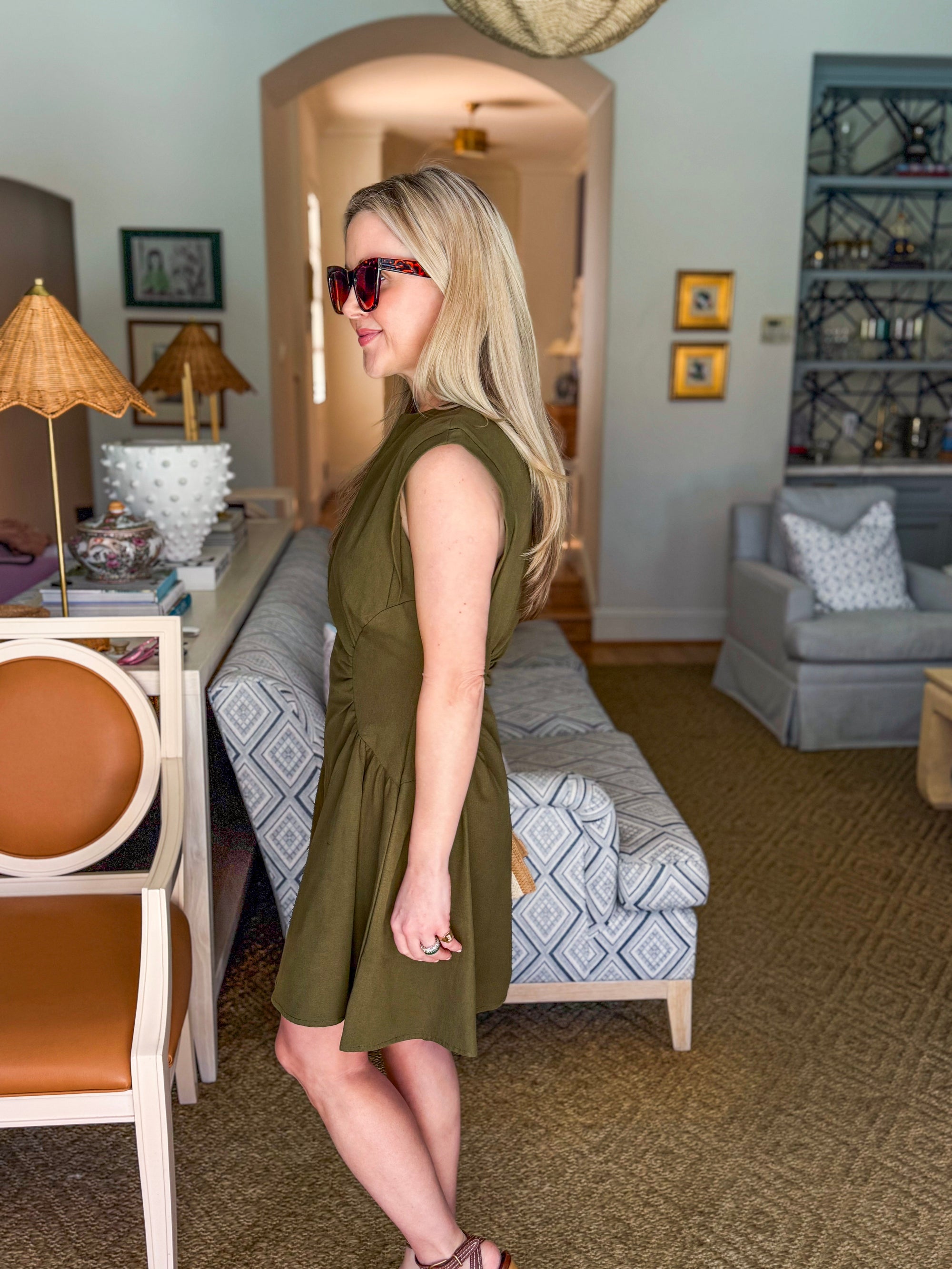 PREORDER: Sweet Afternoons Mini Dress-Olive