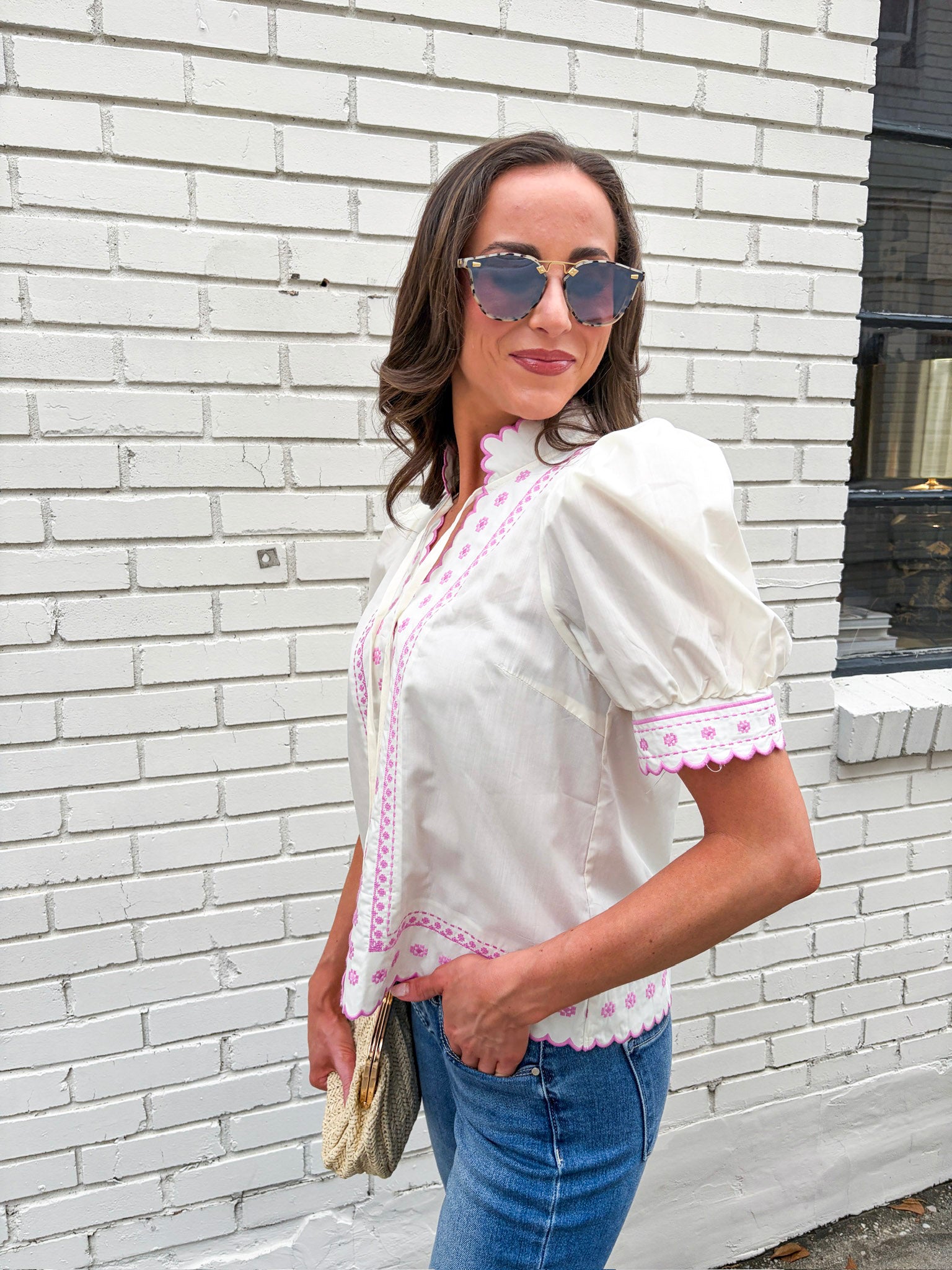 Embroidered Dream Top-Cream