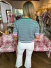 Candy Stripe Charm Sweater- Green Pink