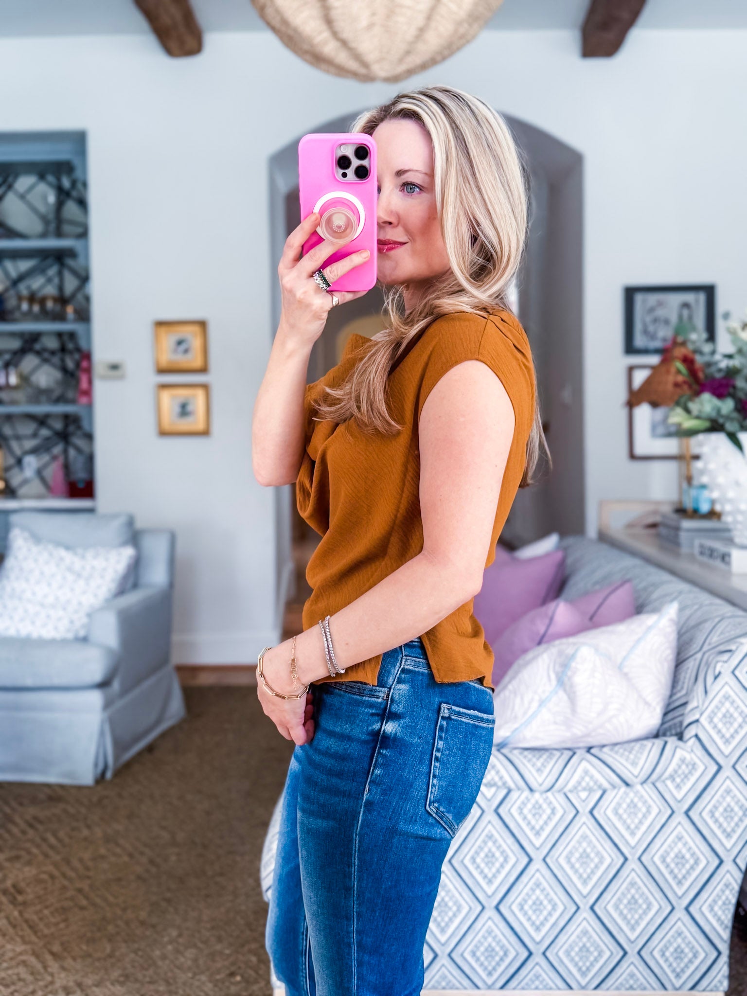 With Ease Draped Neckline Top-Gold Mustard