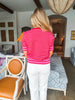 Candy Stripe Charm Sweater- Red Pink