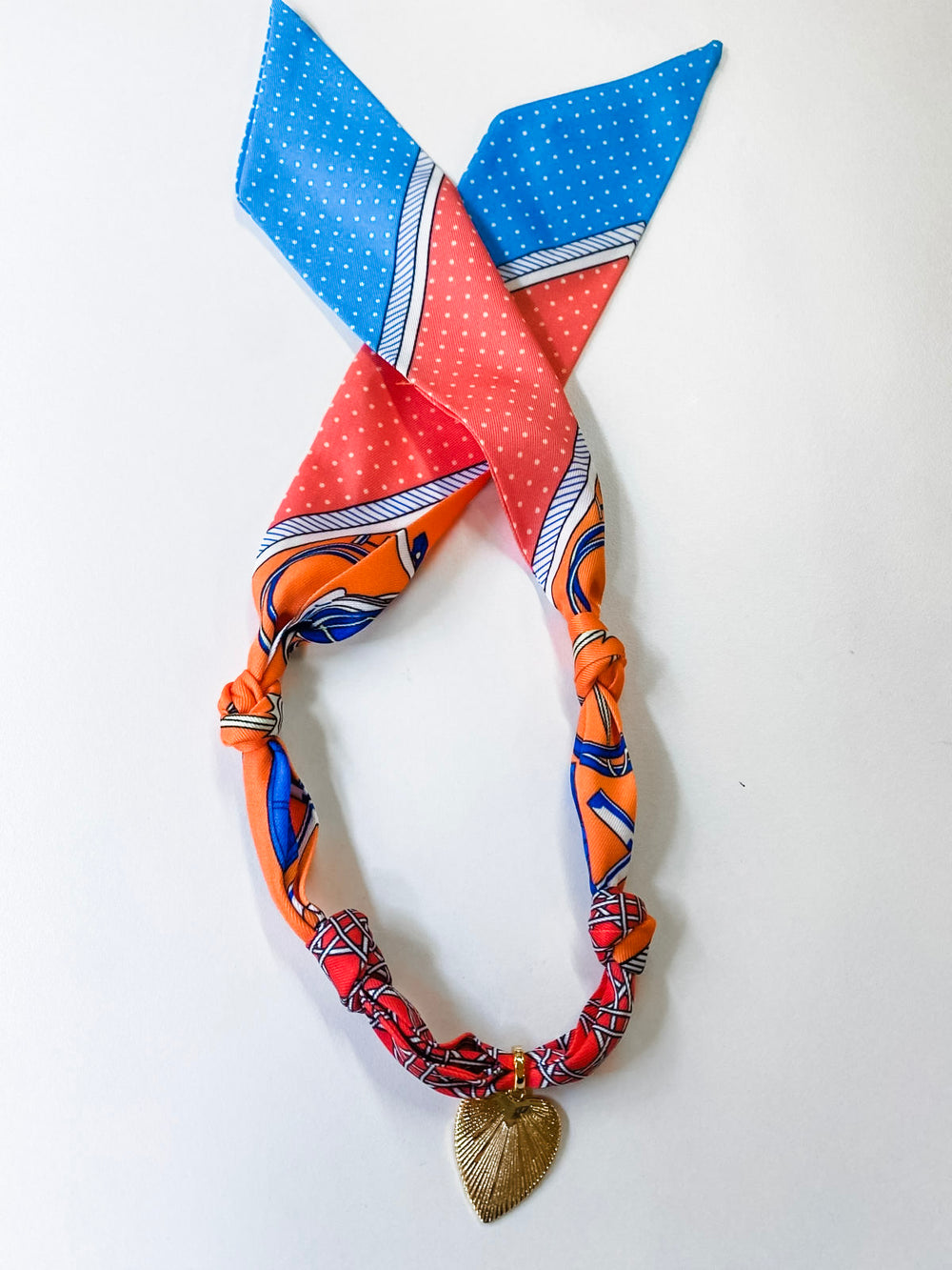 Scarf Necklace in Orange-Gold Heart