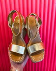 Ankle Strap Platform Wedges-Gold