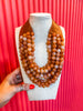 Chunky Beaded  Necklace- Brown