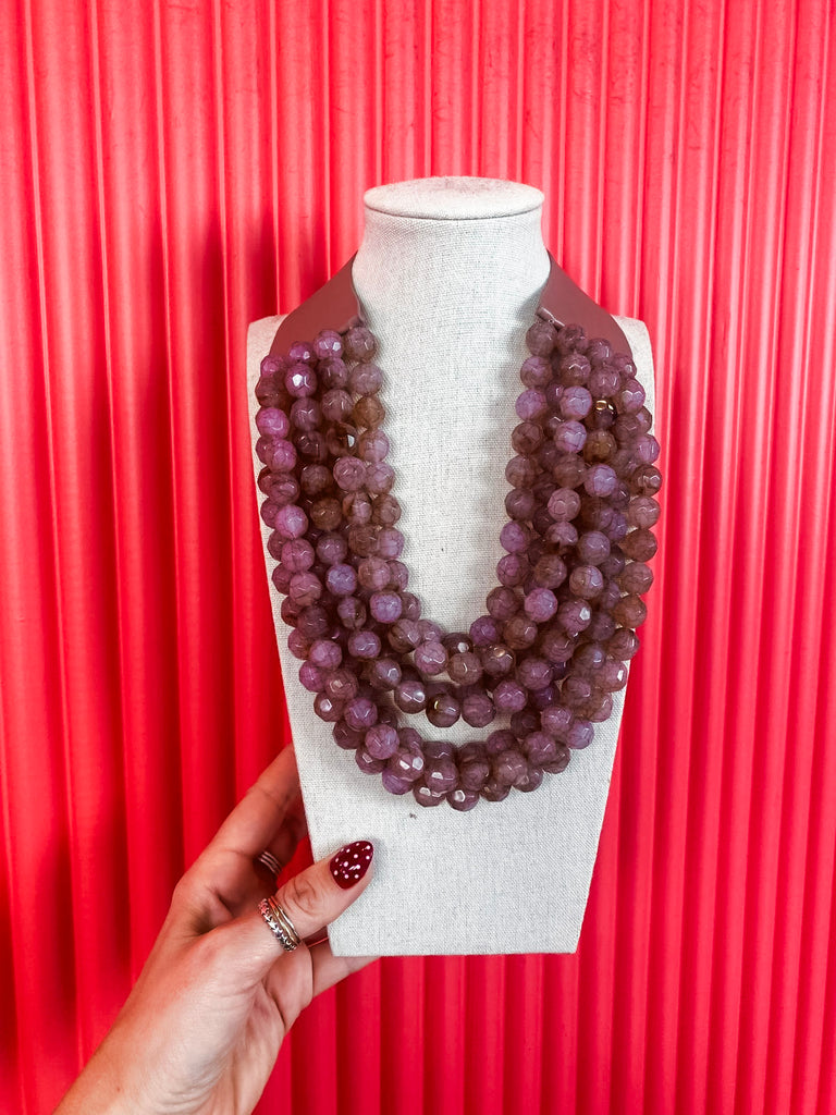 Chunky Beaded Necklace-Purple