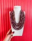 Chunky Beaded Necklace-Purple