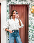 Chalet Button Down Top-White