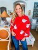 Sequin Santa Pullover- Red