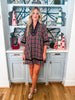 Holiday Cheer Plaid Mini Dress-Black