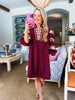 Loving Views Mini Dress-Burgundy