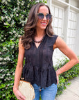 Lady Luck Embroidered Peplum Top
