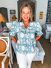 Bluebell Charm Floral Top-Forest