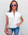 Sunny Side Zip Knit Top-Ivory