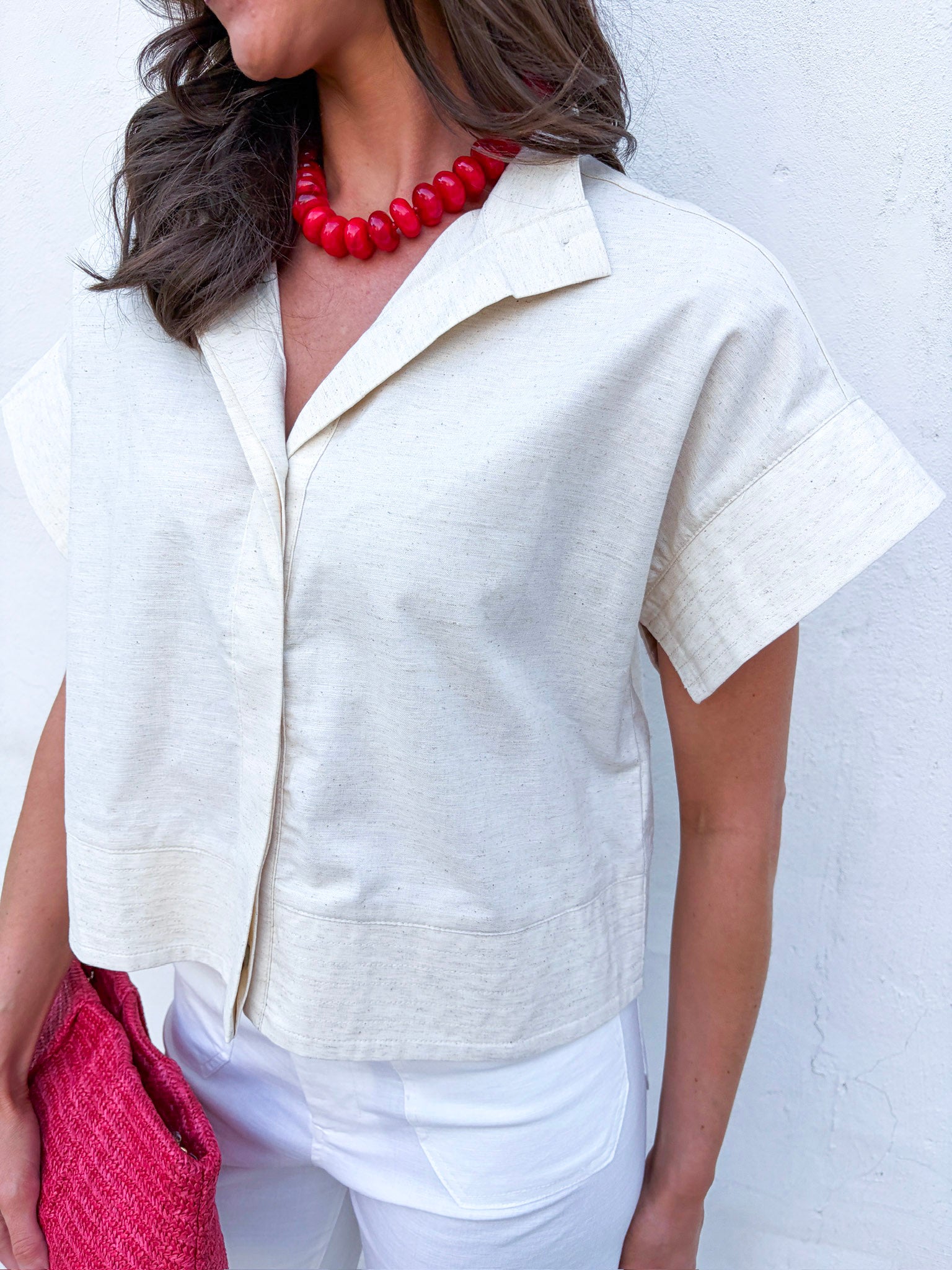 Timeless Touch Collar Top-Linen