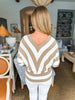 Double Down Striped Sweater- Ivory Taupe