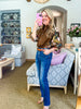 Snapdragon Floral Top-Brown