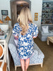 Tropical Villa Mini Dress-Slate Blue