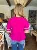 Better Believe Peplum Top- Magenta