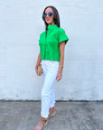 Timeless Touch Collar Top-Green